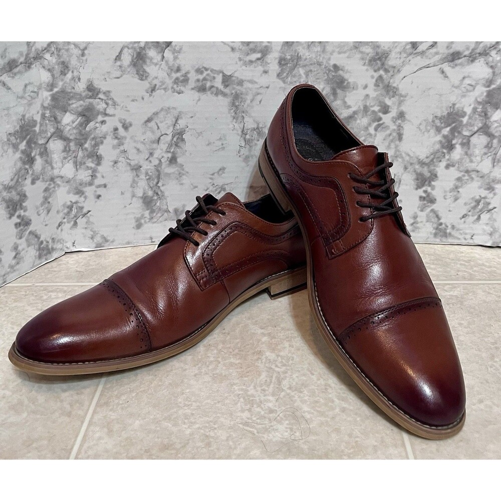 Stacy Adams Dickinson Oxford Dress Shoes Mens 11 Cognac Brown Prom Wedding Corp